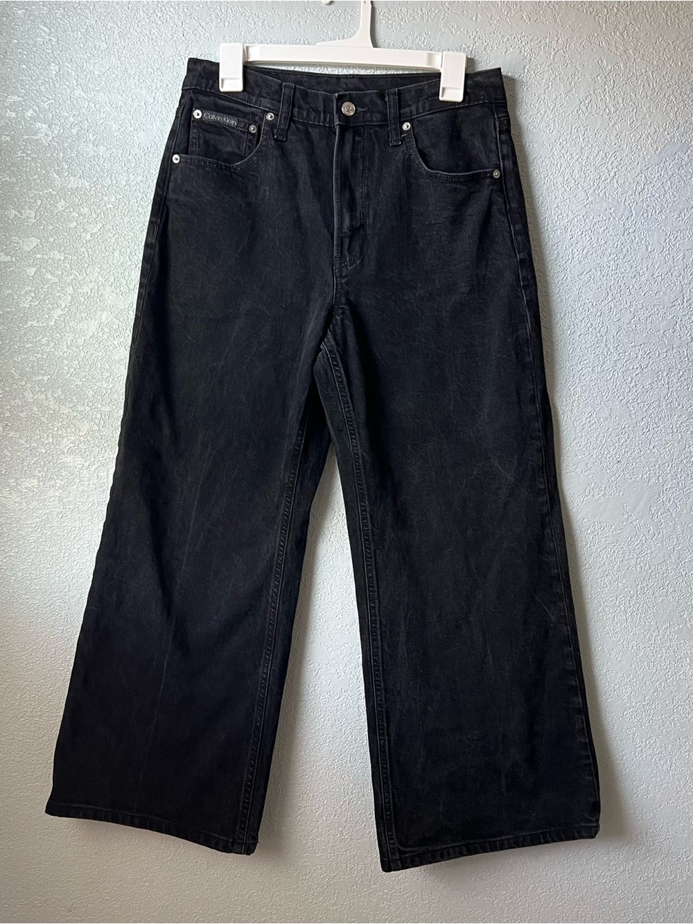 Calvin Klein Ultra High Wide Leg Jeans W30 Black High Rise Baggy Denim